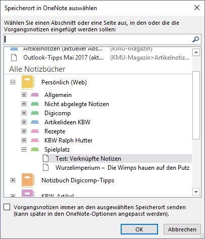 Outlook-Tasks und OneNote-Notizen