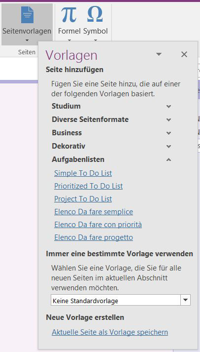 Creazione e utilizzo dei modelli OneNote