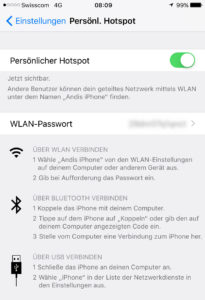 iOS Hotspot für Tethering einrichten