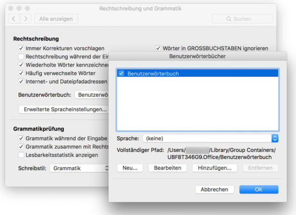 Word Benutzerwörterbücher Mac
