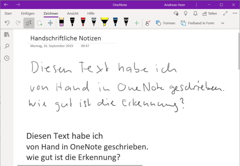 OneNote Handschrift in bearbeitbaren Text umwandeln