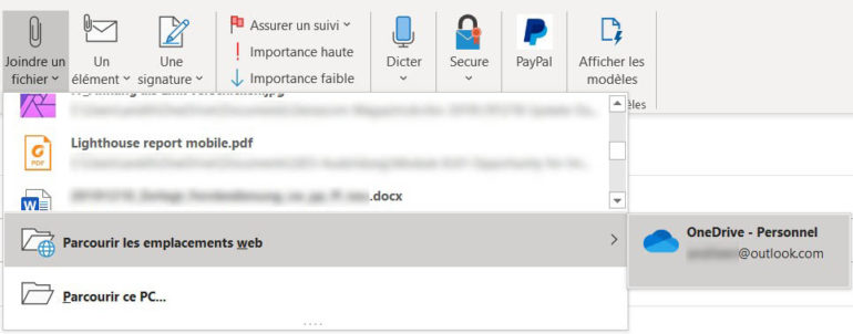 Envoyer un fichier sous forme de lien dans Outlook permet de réduire considérablement la taille de l’e-mail.