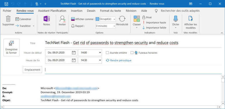 Microsoft Outlook vous permet de créer des rendez-vous à partir de vos e-mails.