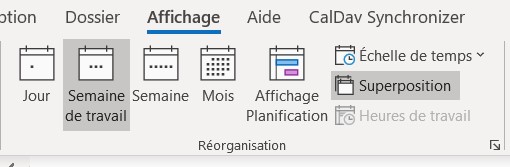 Outlook: superposer calendriers.