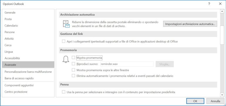 Nelle opzioni avanzate potete disattivare le notifiche degli appuntamenti del calendario.